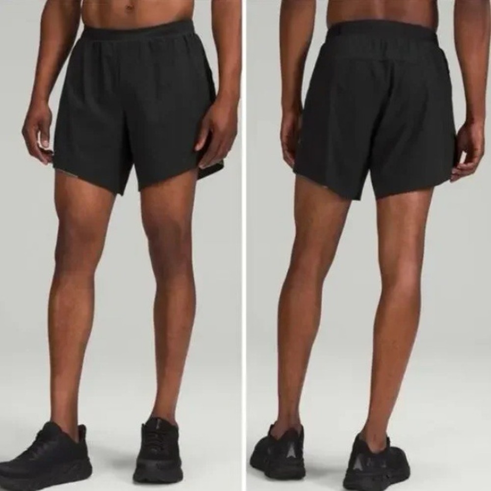 Lululemon Men's‎ Outpacer Short 6" Black Running Gym Athletic Perforated Liner S